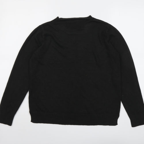 Marks and Spencer Womens Black Round Neck Acrylic Pullover Jumper Size 16