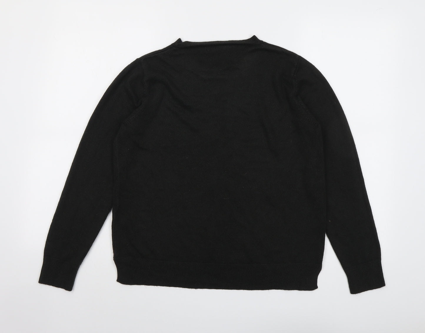 Marks and Spencer Womens Black Round Neck Acrylic Pullover Jumper Size 16