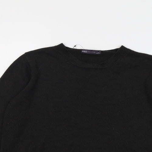 Marks and Spencer Womens Black Round Neck Acrylic Pullover Jumper Size 16