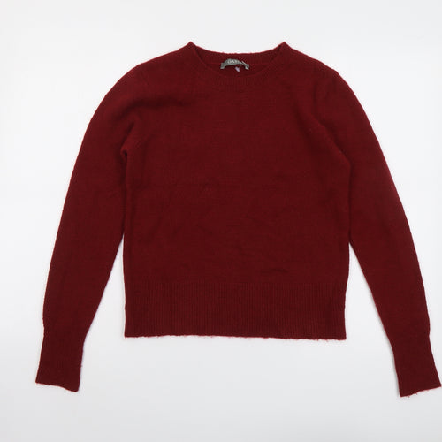Oasis Womens Red Round Neck Acrylic Pullover Jumper Size S
