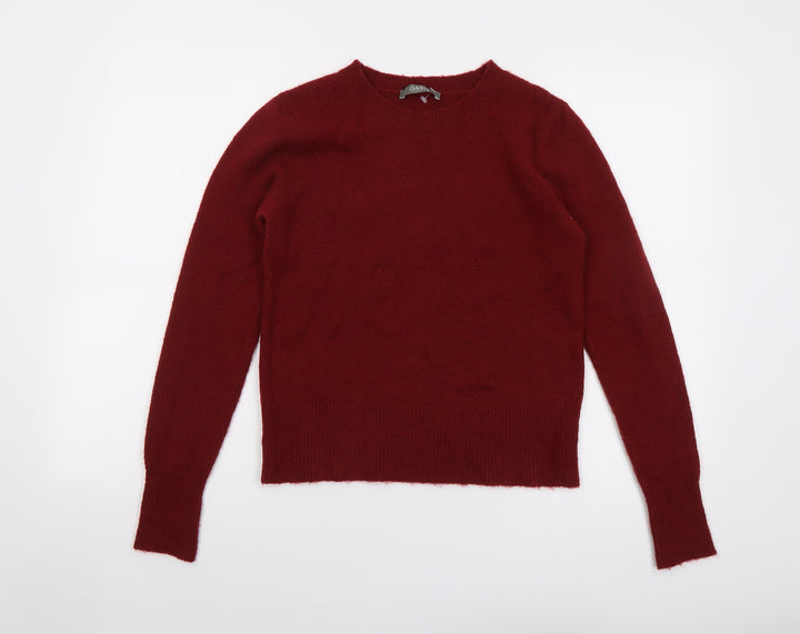 Oasis Womens Red Round Neck Acrylic Pullover Jumper Size S
