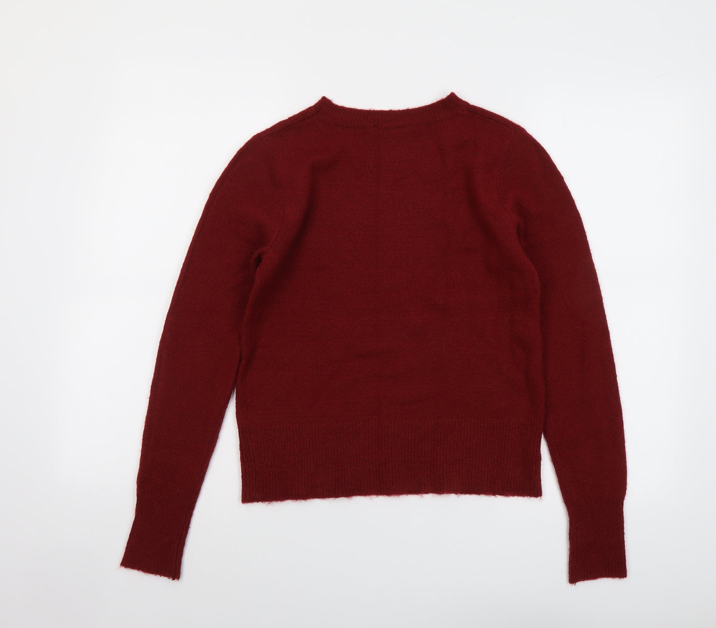 Oasis Womens Red Round Neck Acrylic Pullover Jumper Size S