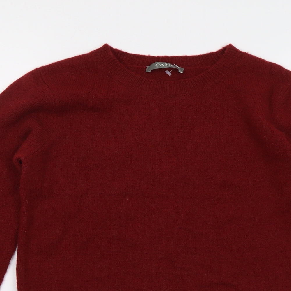 Oasis Womens Red Round Neck Acrylic Pullover Jumper Size S