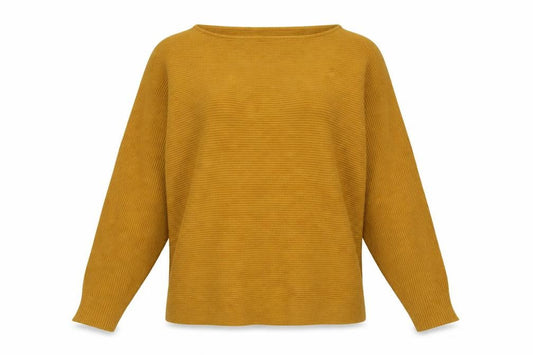 Front view of Principles women’s yellow boat neck viscose jumper, size UK 12