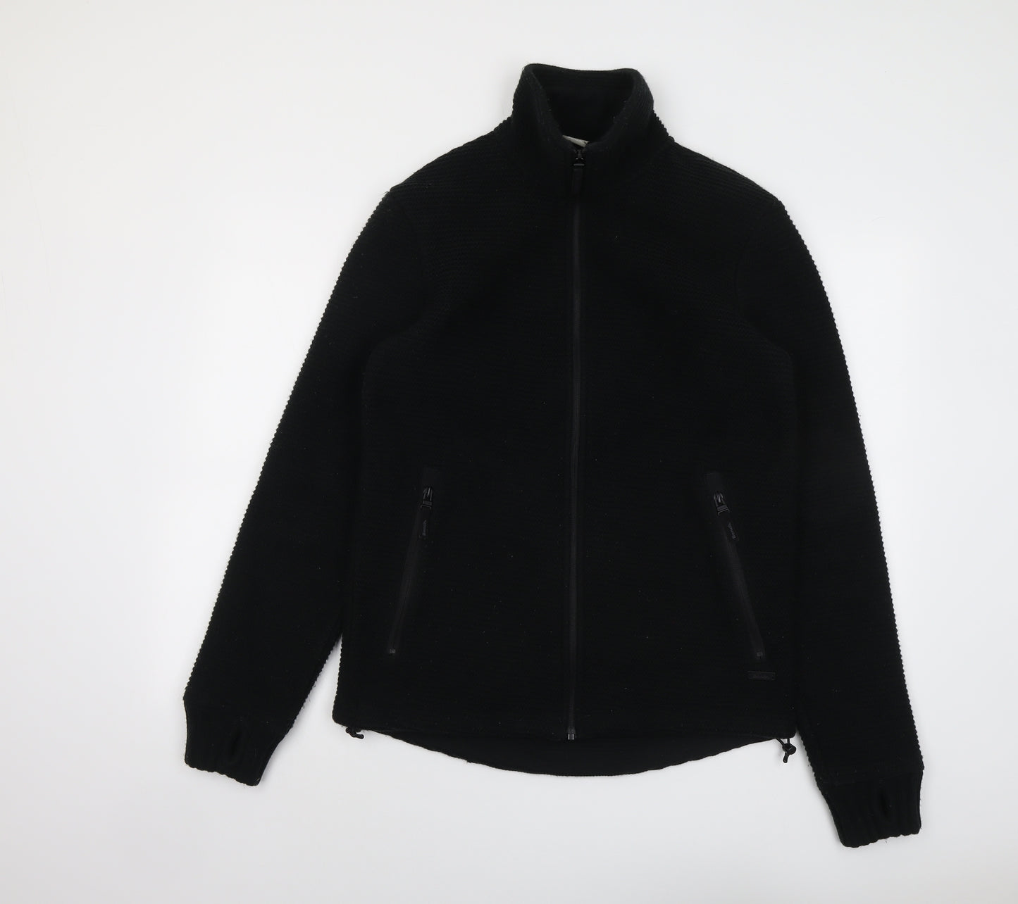 Bench Mens Black High Neck Acrylic Full Zip Jumper Size S Long Sleeve