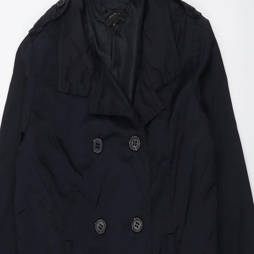 Mango Womens Blue Pea Coat Coat Size M Button
