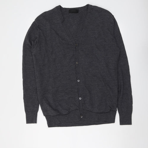 NICOLE FARHI Womens Grey V-Neck Wool Cardigan Jumper Size XL