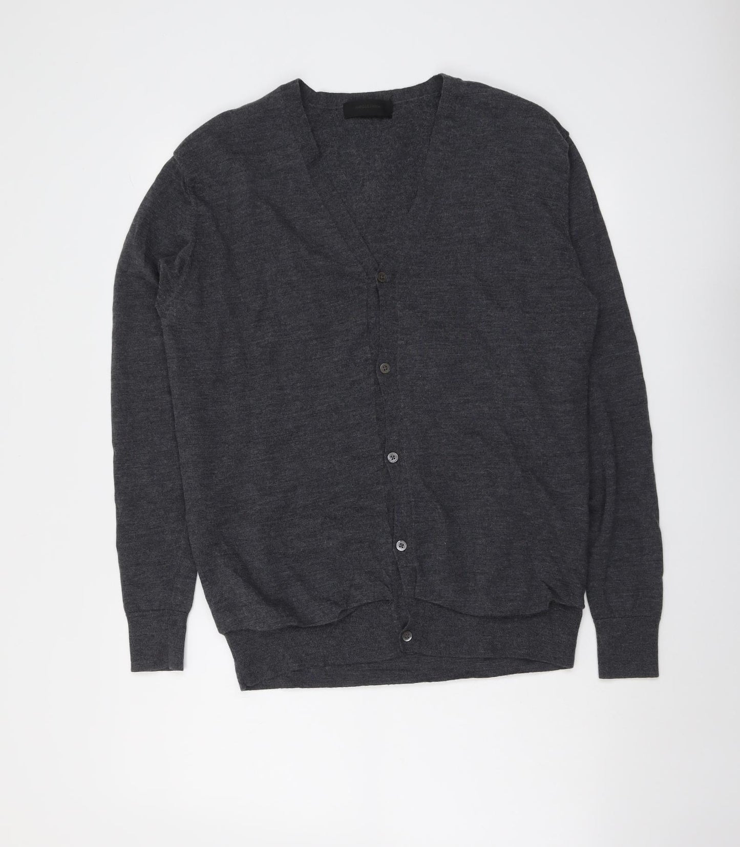 NICOLE FARHI Womens Grey V-Neck Wool Cardigan Jumper Size XL