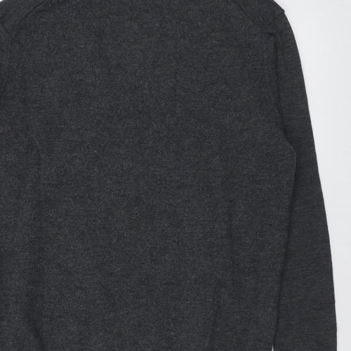 NICOLE FARHI Womens Grey V-Neck Wool Cardigan Jumper Size XL