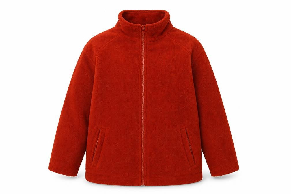 Front view of Exe Collection women’s orange jacket, size S, zip