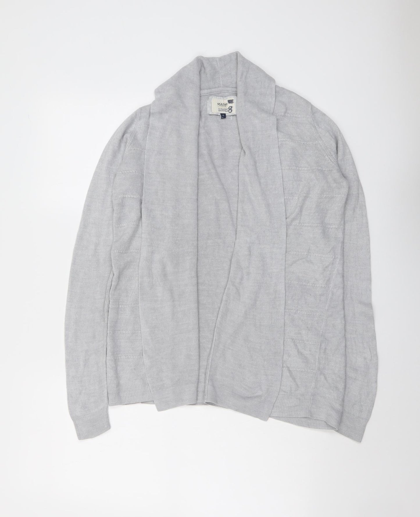 Maine Womens Grey V-Neck Acrylic Cardigan Jumper Size 12