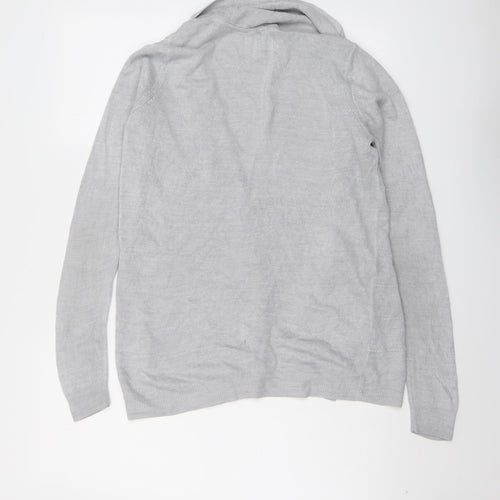 Maine Womens Grey V-Neck Acrylic Cardigan Jumper Size 12