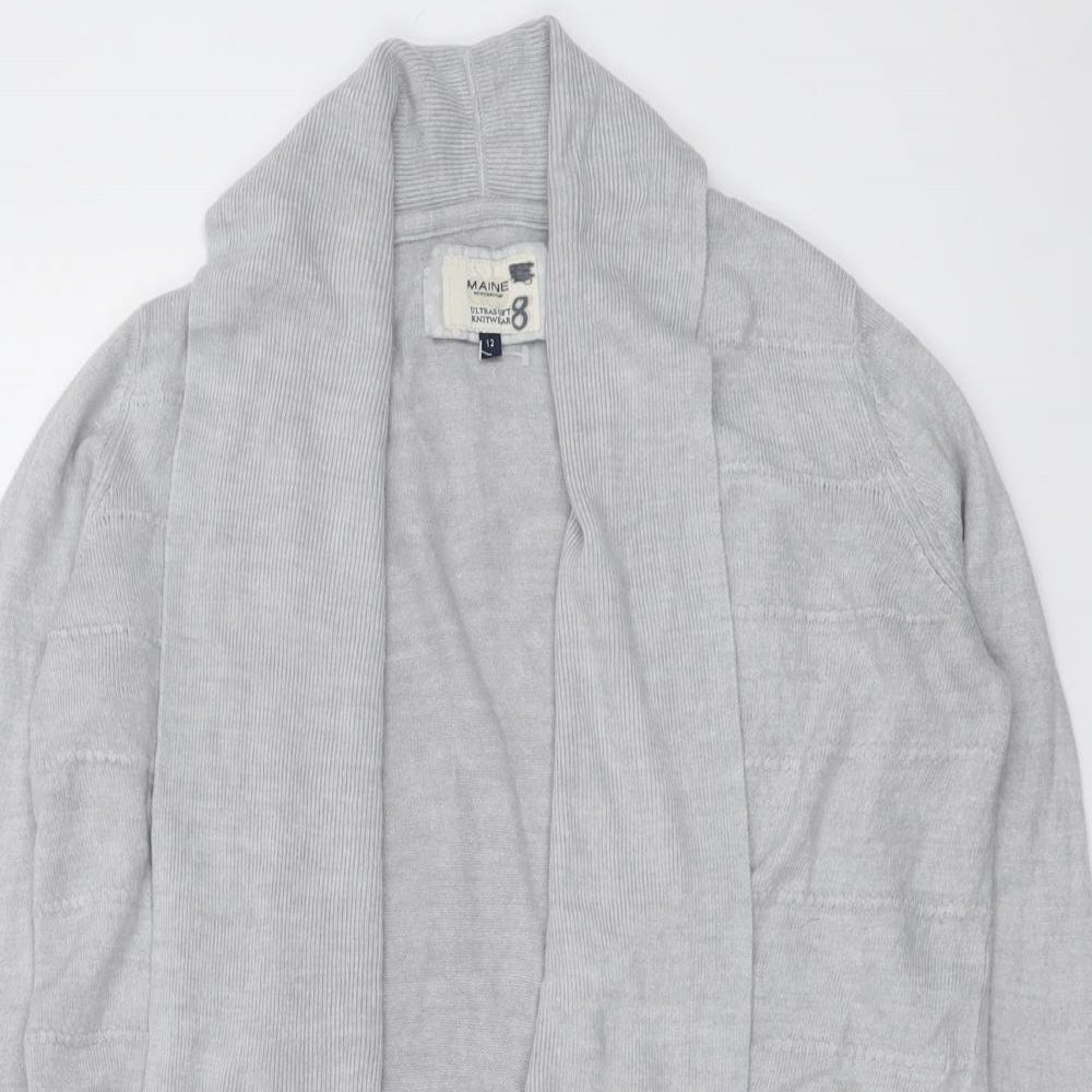Maine Womens Grey V-Neck Acrylic Cardigan Jumper Size 12