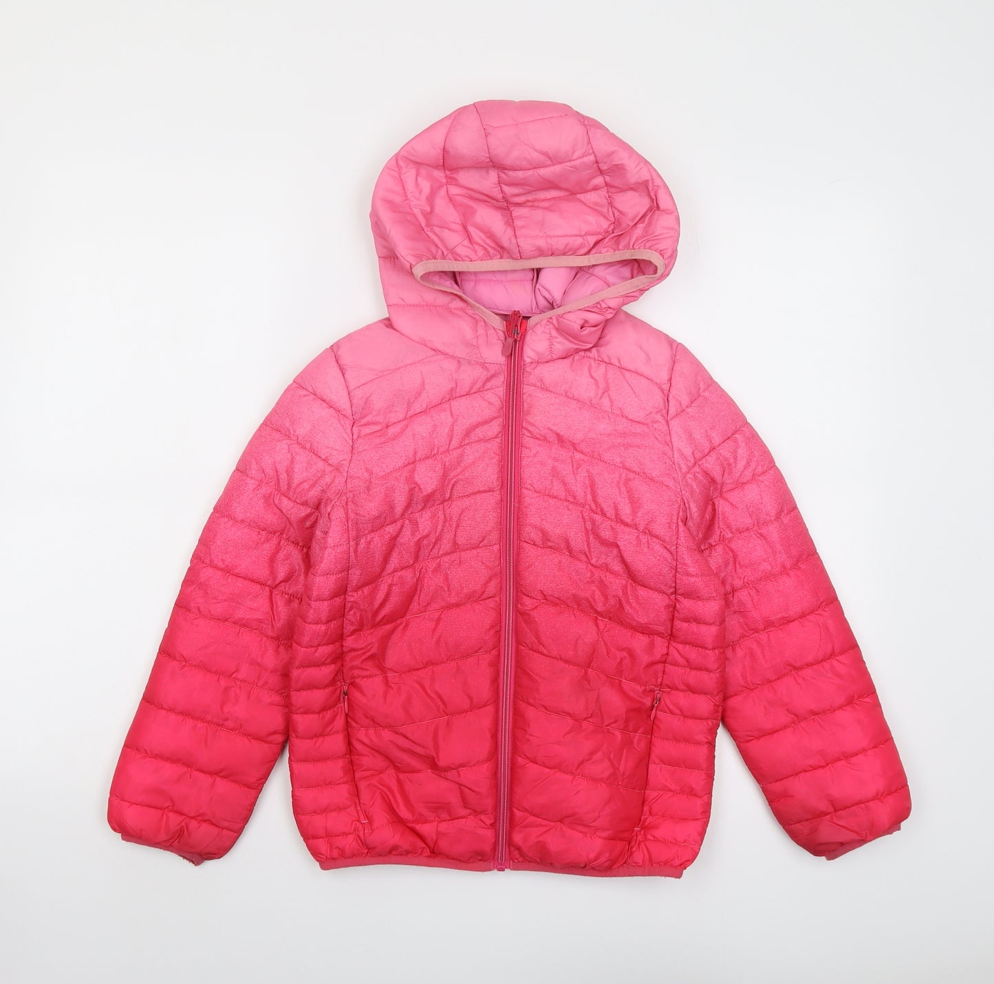 Marks and Spencer Girls Pink Puffer Jacket Coat Size 8-9 Years Zip