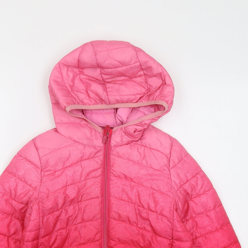 Marks and Spencer Girls Pink Puffer Jacket Coat Size 8-9 Years Zip
