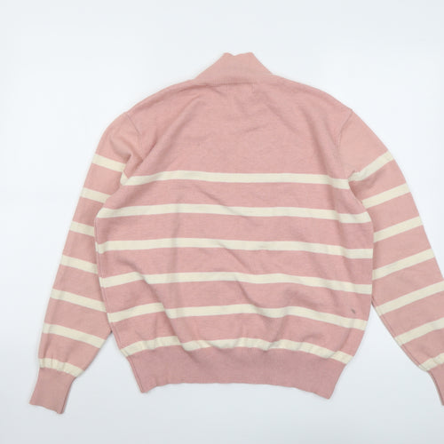 By Clara Womens Pink High Neck Striped Viscose Pullover Jumper Size S