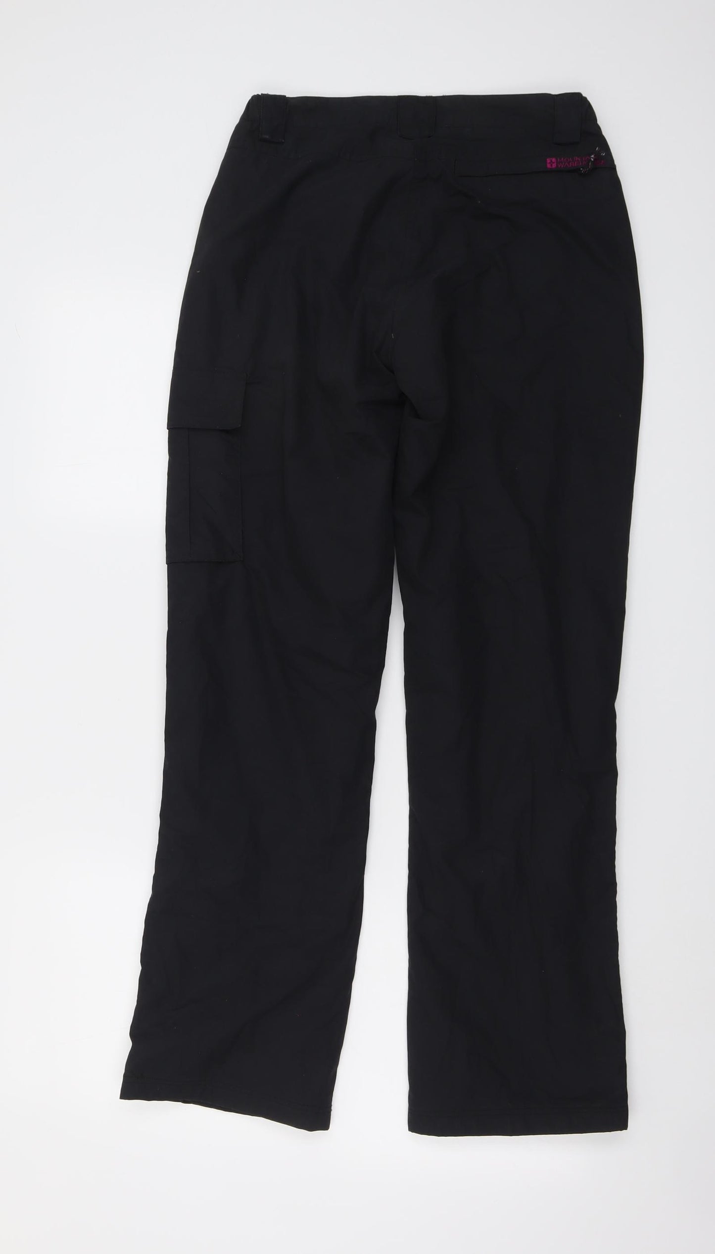 Mountain Warehouse Womens Black Polyester Rain Trousers Trousers Size 6 L30 in Regular Button