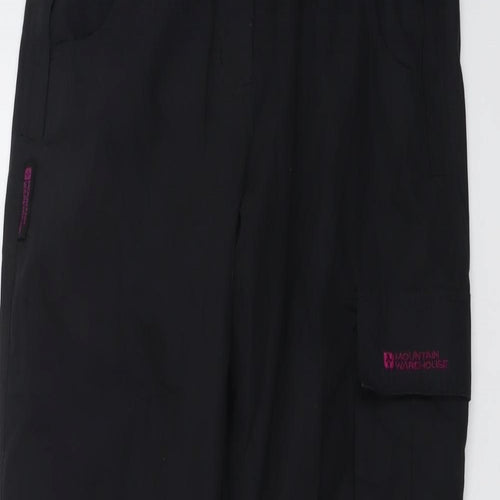 Mountain Warehouse Womens Black Polyester Rain Trousers Trousers Size 6 L30 in Regular Button