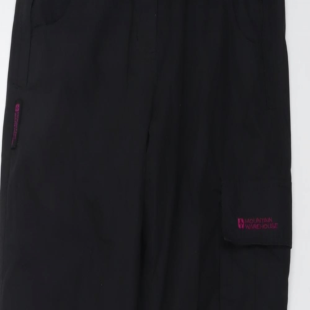 Mountain Warehouse Womens Black Polyester Rain Trousers Trousers Size 6 L30 in Regular Button