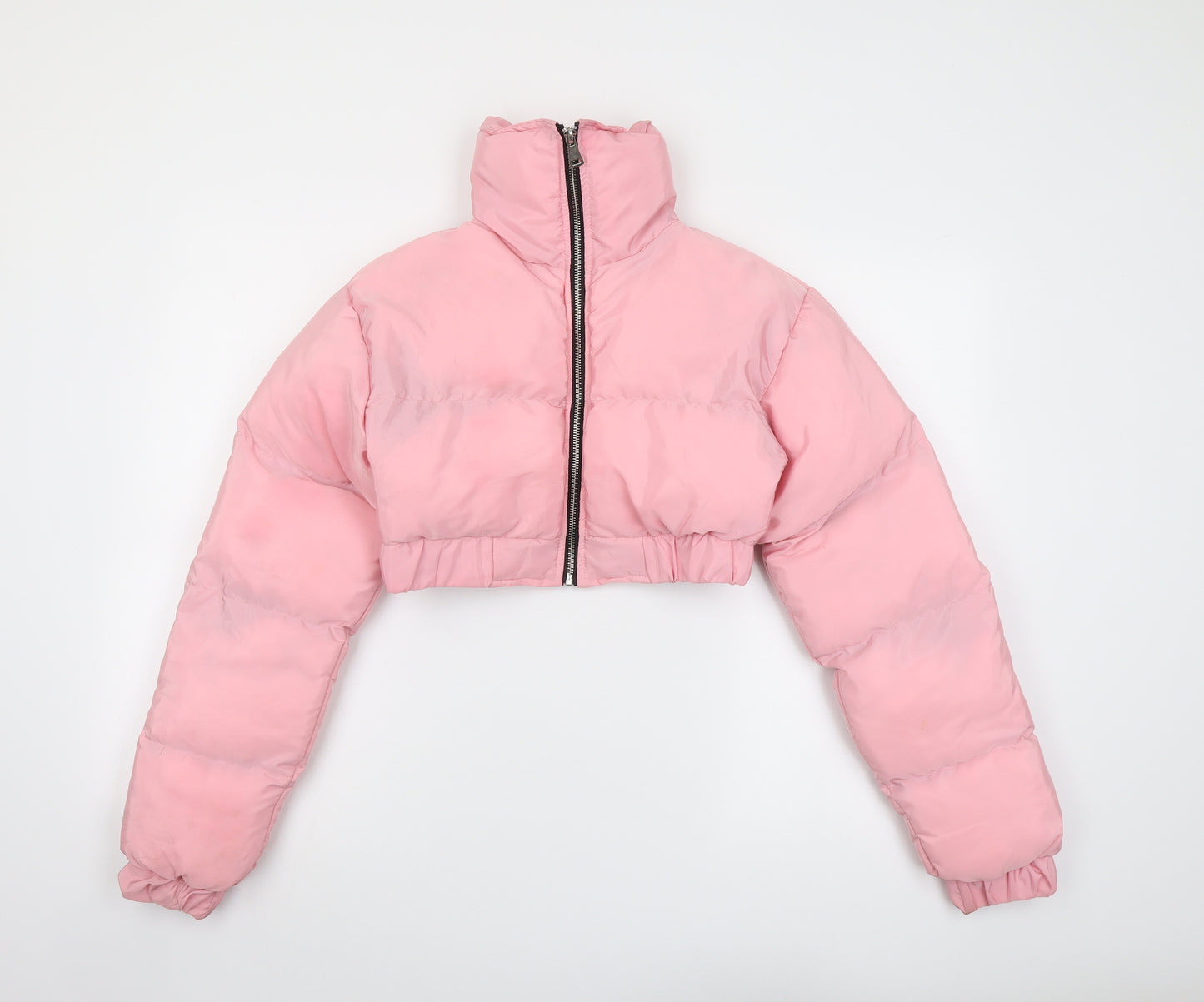 PRETTYLITTLETHING Womens Pink Puffer Jacket Jacket Size S Zip