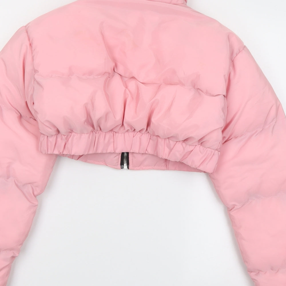 PRETTYLITTLETHING Womens Pink Puffer Jacket Jacket Size S Zip