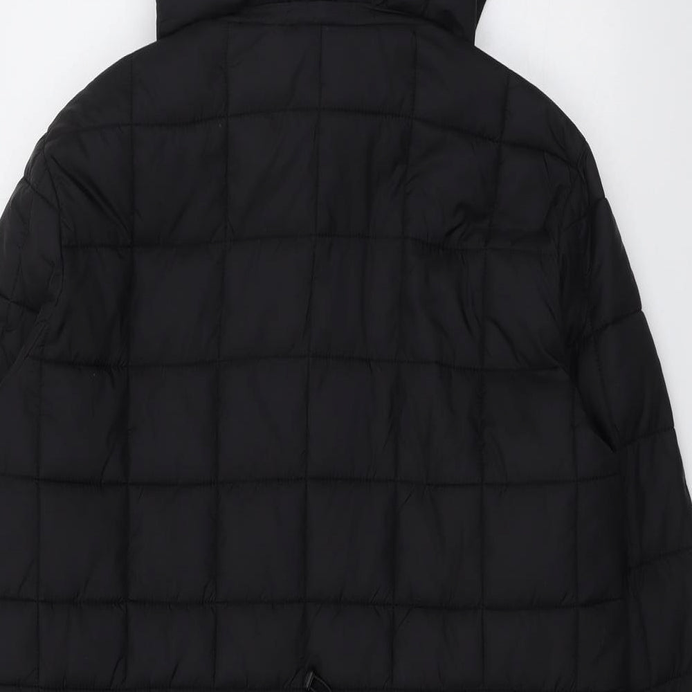 Zara Womens Black Quilted Coat Size XL Zip