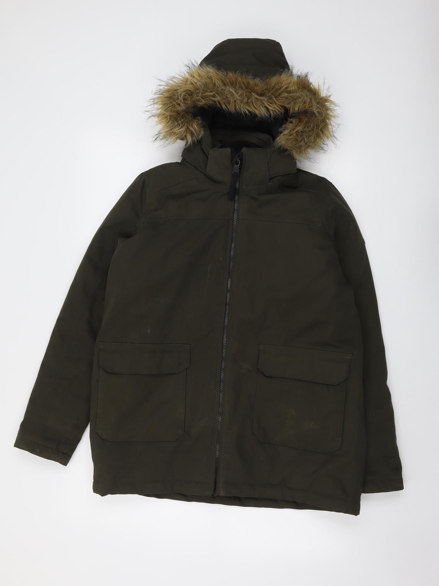 TOG24 Boys Green Parka Jacket Size 15-16 Years Zip