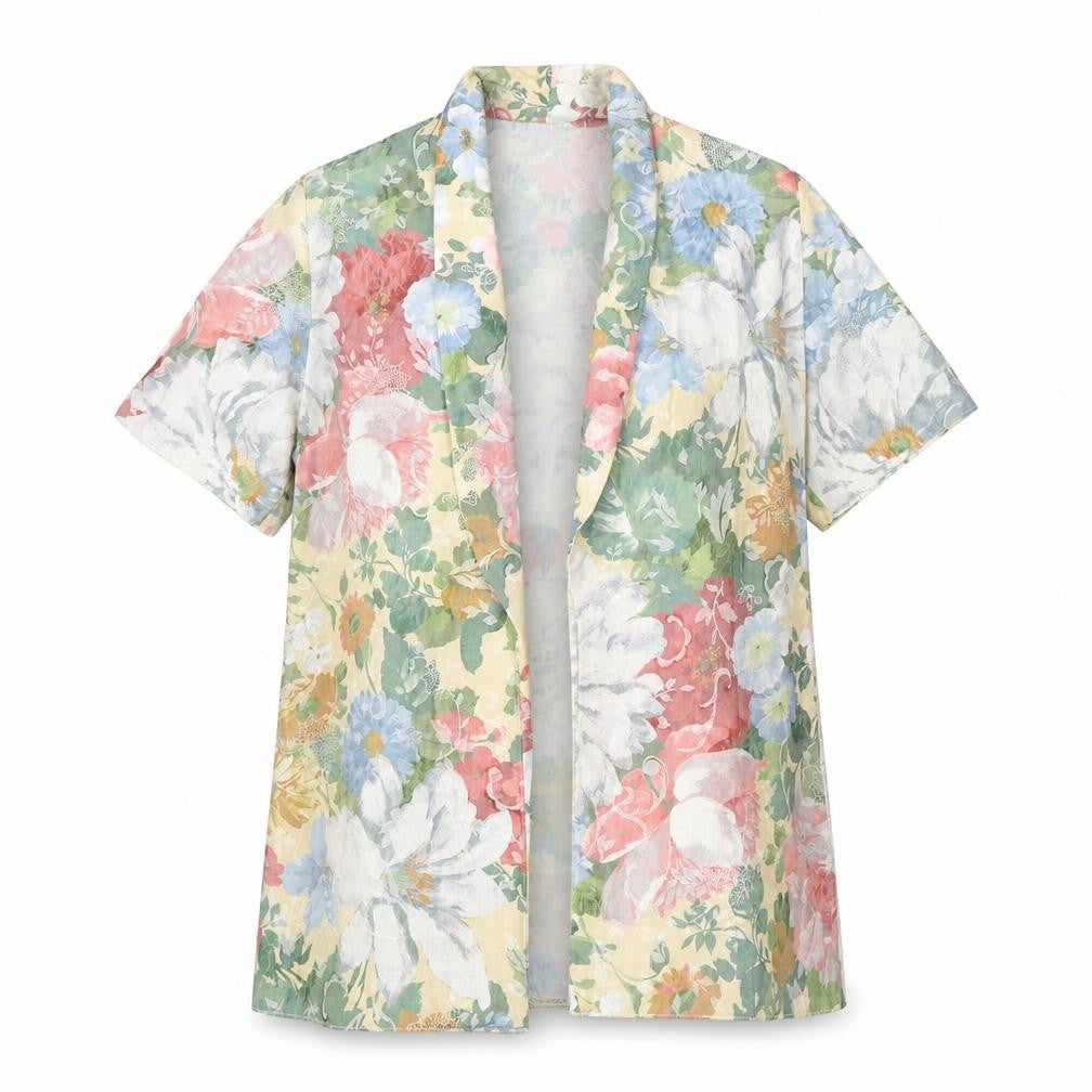 Front view of C&A women’s multicoloured floral jacket, size UK 10