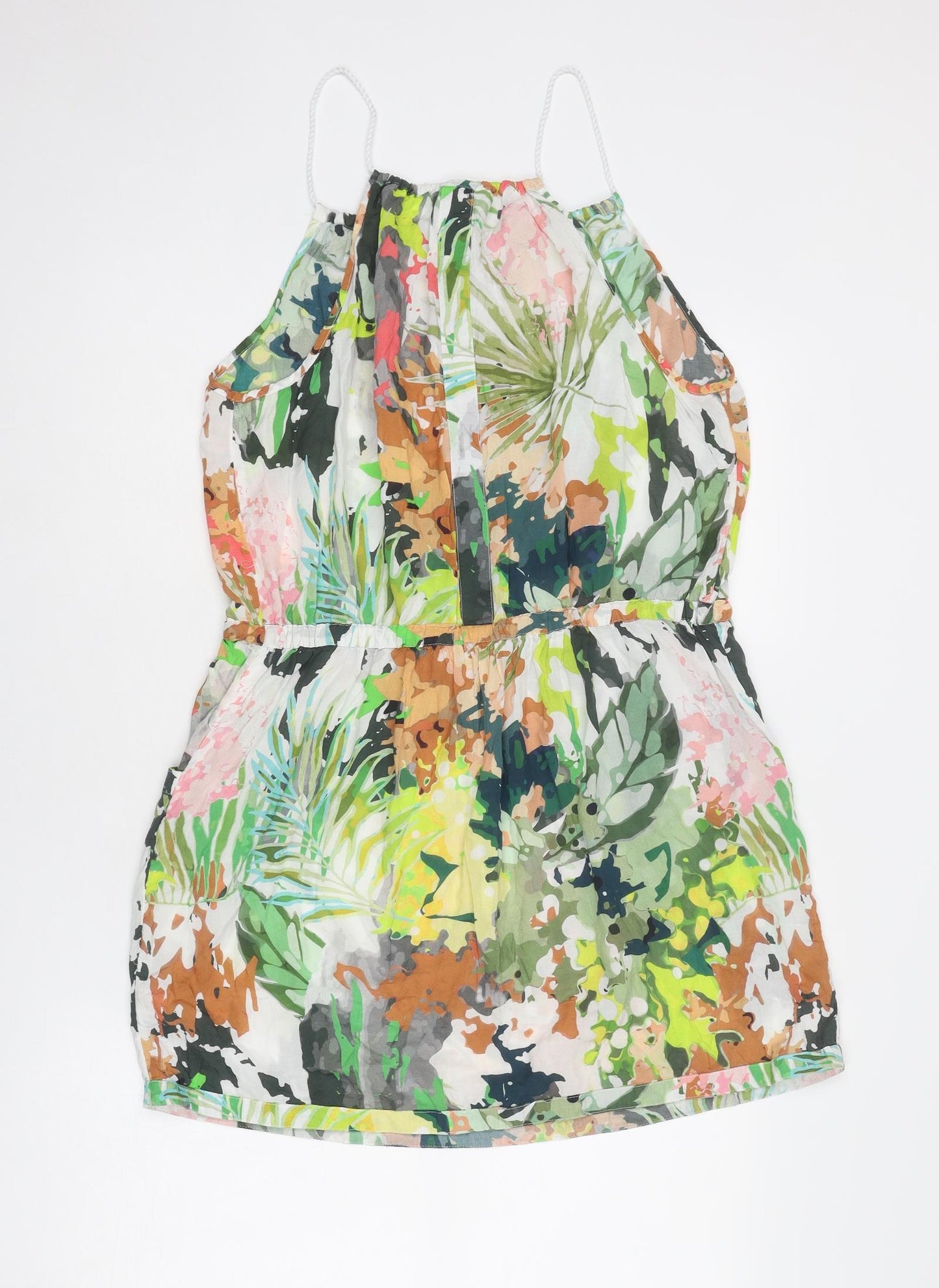 NEXT Womens Multicoloured Geometric Viscose A-Line Size 12 Round Neck Tie