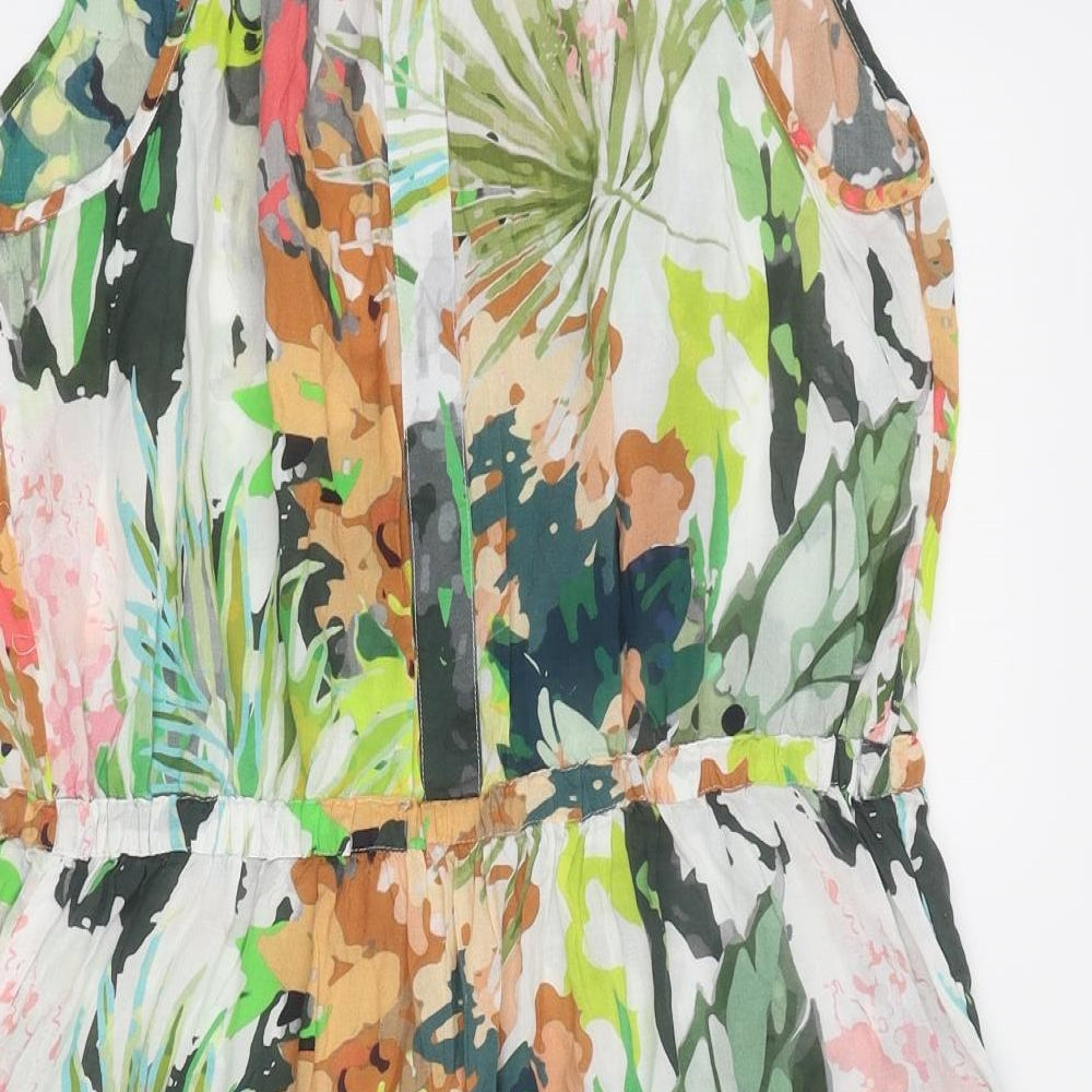 NEXT Womens Multicoloured Geometric Viscose A-Line Size 12 Round Neck Tie