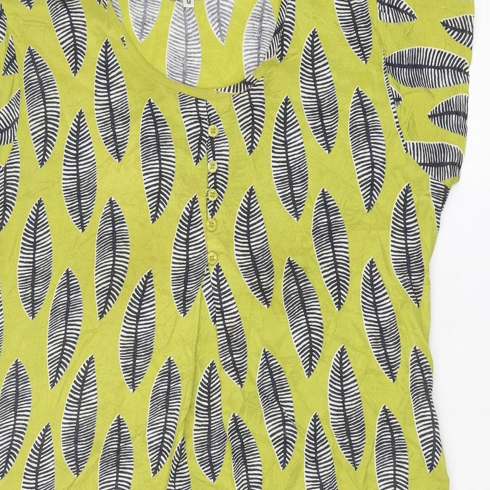 Masai Clothing Womens Green Geometric Polyester A-Line Size M Round Neck Pullover - Leaves