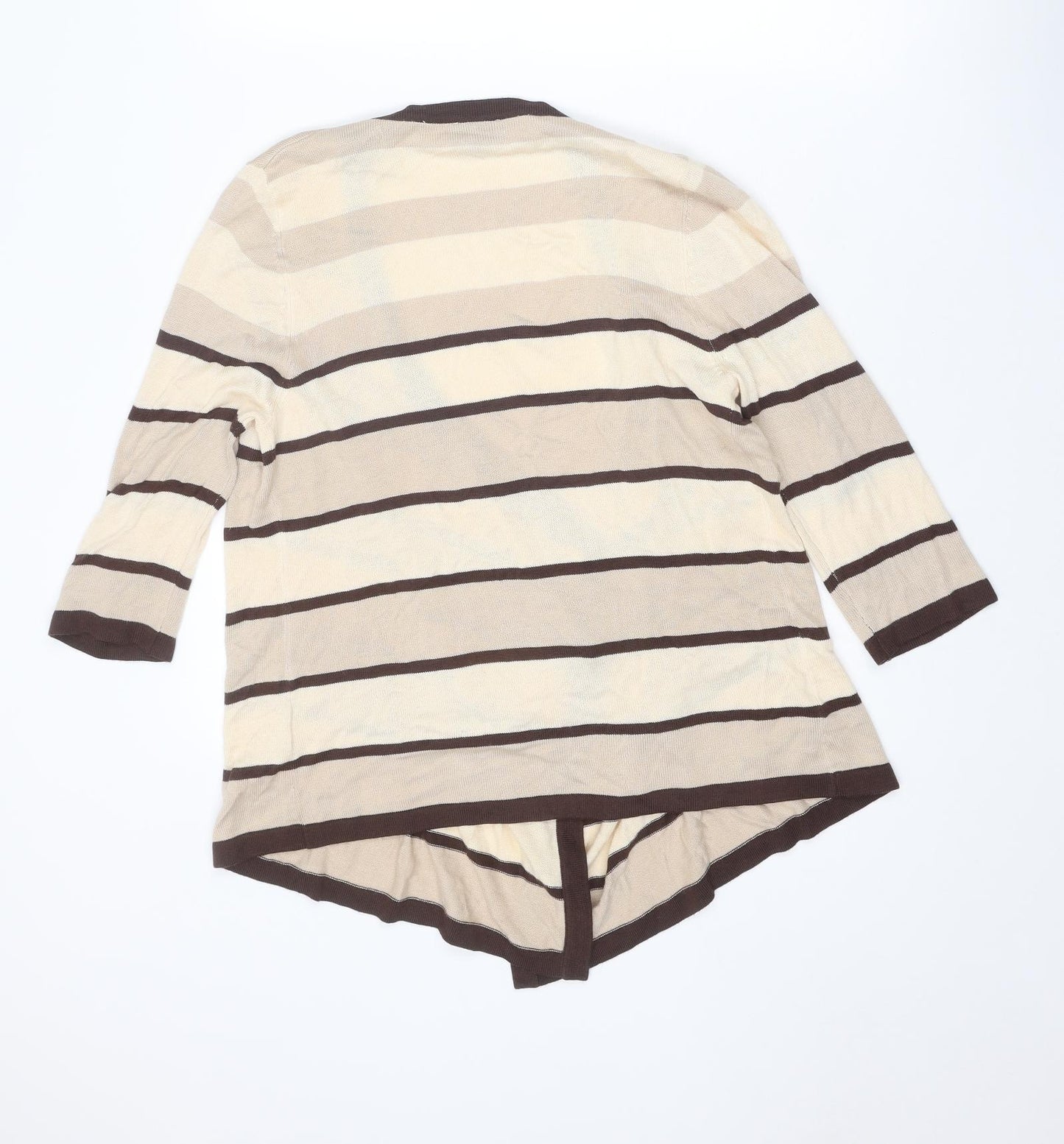 Casamia Womens Beige V-Neck Striped Acrylic Cardigan Jumper Size S
