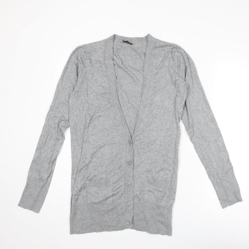 Topshop Womens Grey V-Neck Viscose Cardigan Jumper Size 12