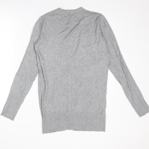 Topshop Womens Grey V-Neck Viscose Cardigan Jumper Size 12