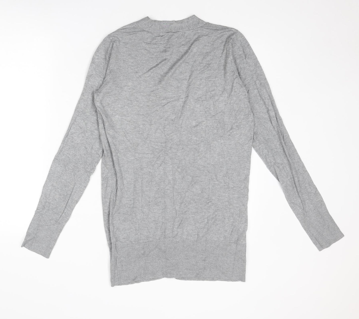 Topshop Womens Grey V-Neck Viscose Cardigan Jumper Size 12