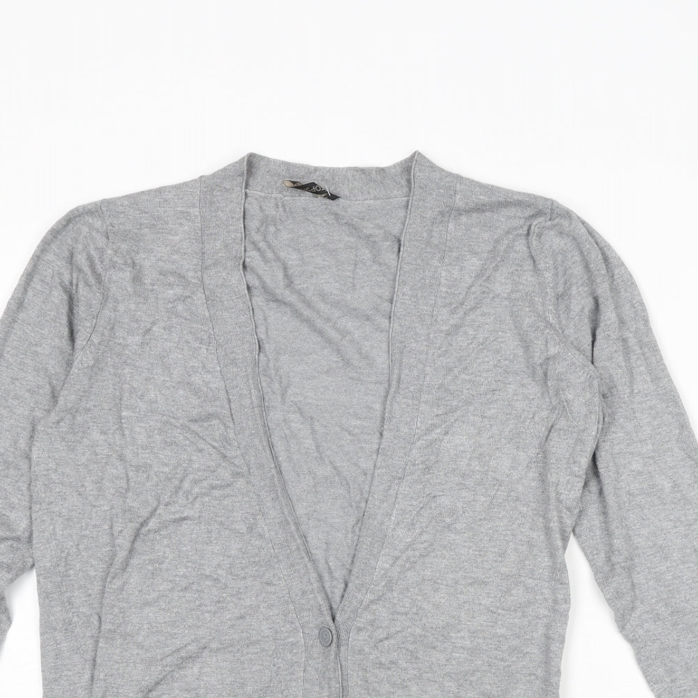 Topshop Womens Grey V-Neck Viscose Cardigan Jumper Size 12