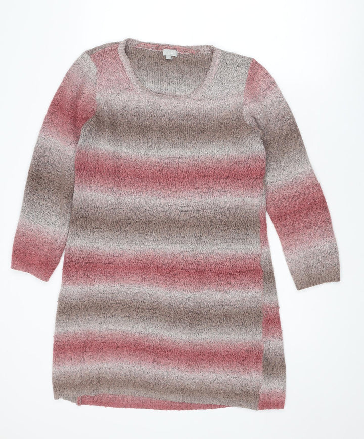 BNK Womens Multicoloured Round Neck Striped Acrylic Pullover Jumper Size 12