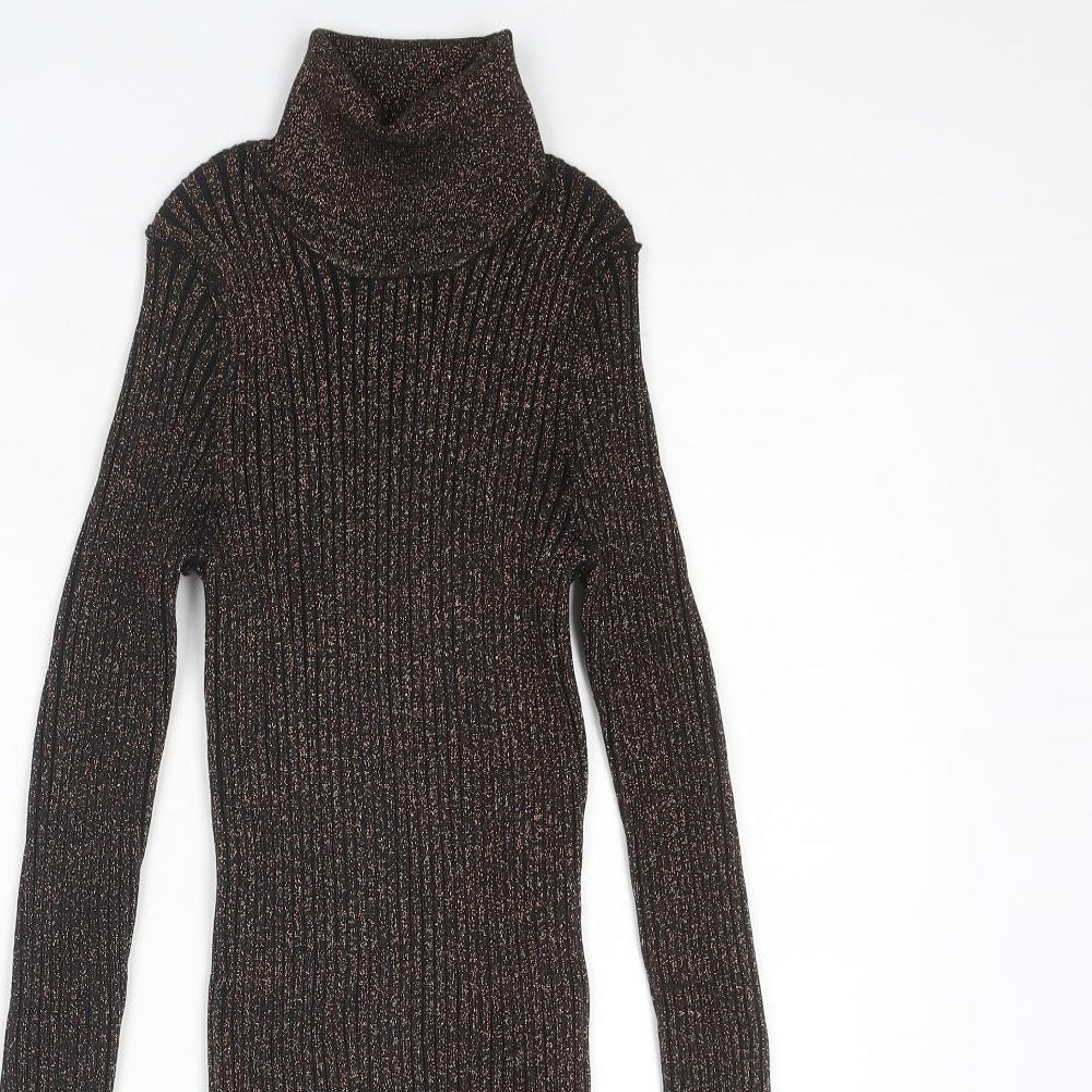 ASOS Womens Gold Roll Neck Polyester Pullover Jumper Size 10