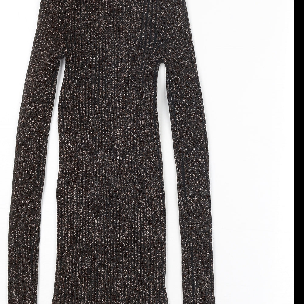 ASOS Womens Gold Roll Neck Polyester Pullover Jumper Size 10