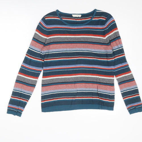 Seasalt Womens Multicoloured Round Neck Striped Cotton Pullover Jumper Size 12