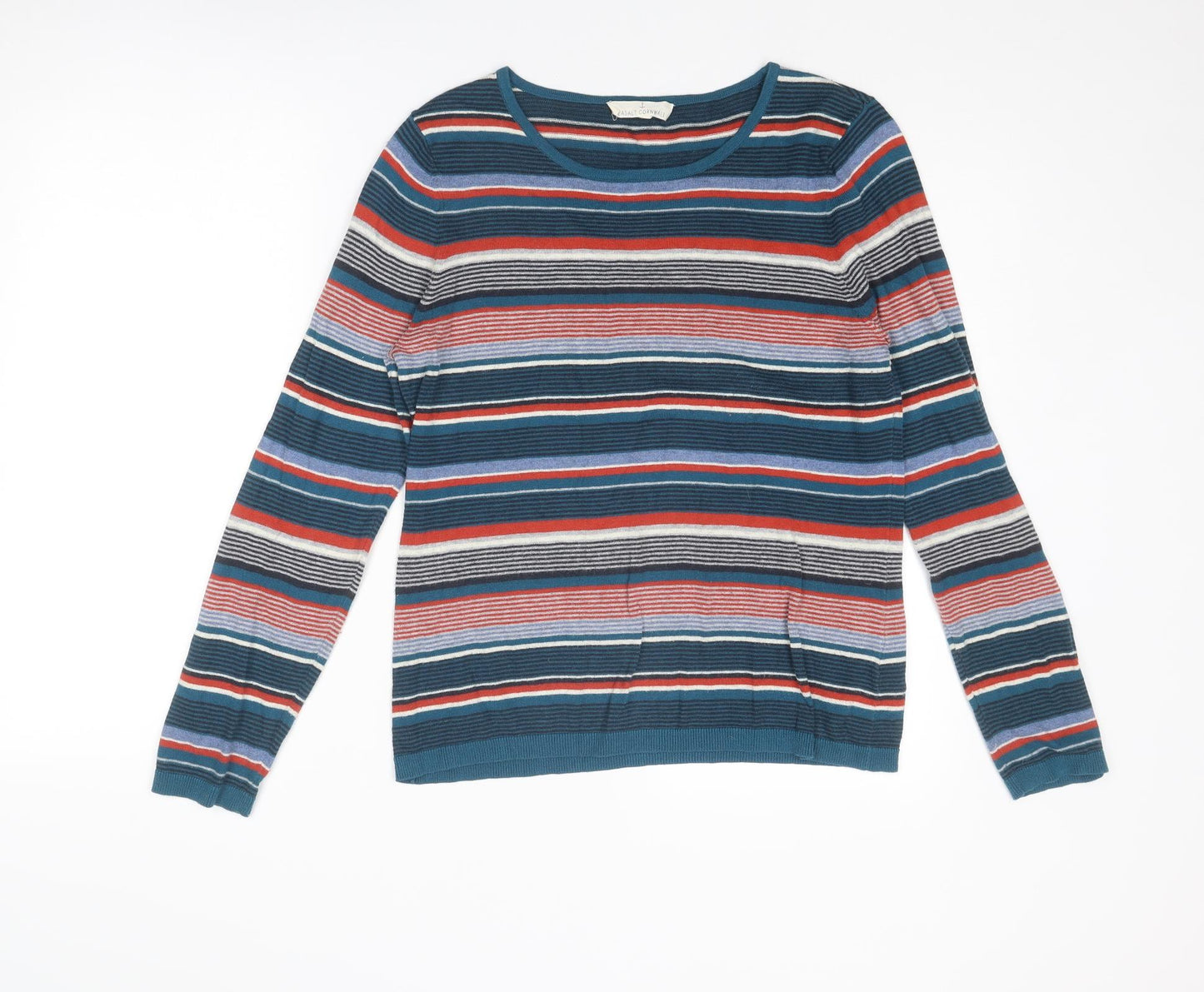 Seasalt Womens Multicoloured Round Neck Striped Cotton Pullover Jumper Size 12