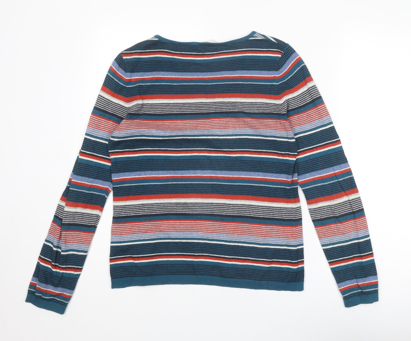 Seasalt Womens Multicoloured Round Neck Striped Cotton Pullover Jumper Size 12