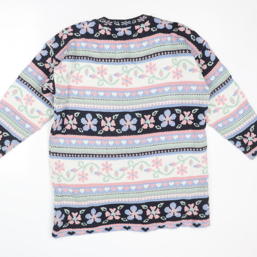 St Michael Girls Multicoloured Round Neck Geometric Acrylic Pullover Jumper Size 13-14 Years Pullover