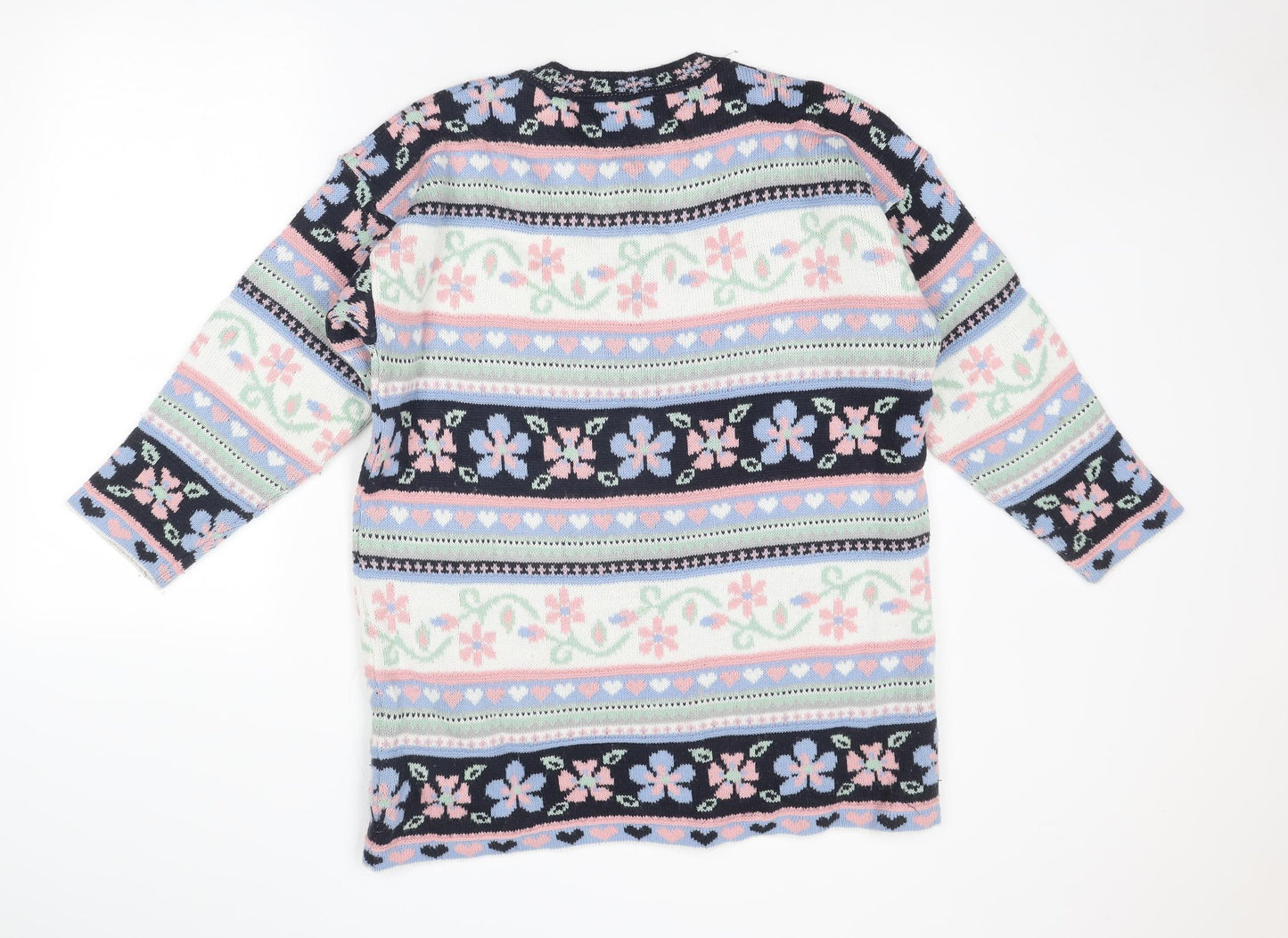 St Michael Girls Multicoloured Round Neck Geometric Acrylic Pullover Jumper Size 13-14 Years Pullover