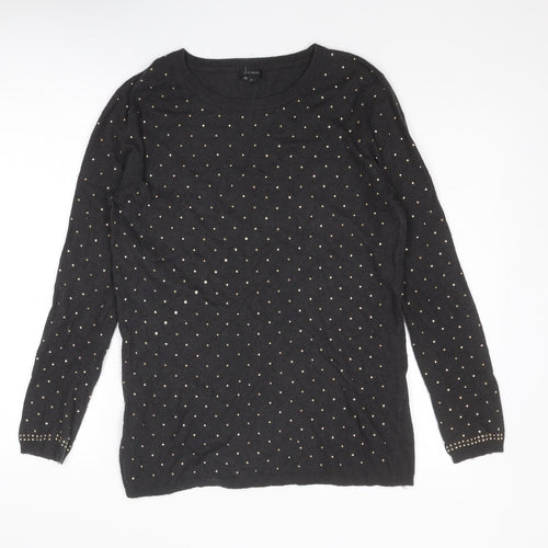 River Island Womens Grey Round Neck Viscose Pullover Jumper Size 12
