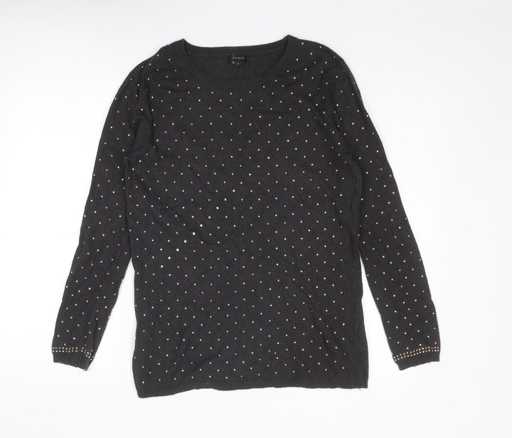 River Island Womens Grey Round Neck Viscose Pullover Jumper Size 12