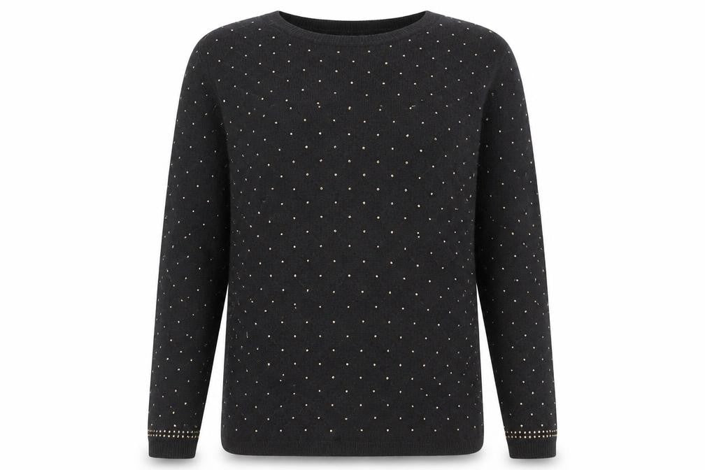 Front view of River Island women’s grey round neck viscose jumper, size UK 12