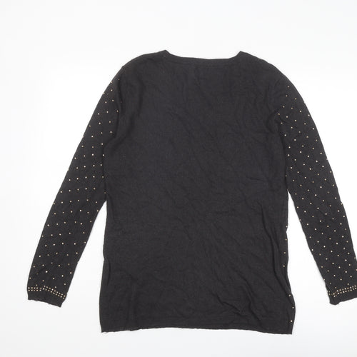 River Island Womens Grey Round Neck Viscose Pullover Jumper Size 12