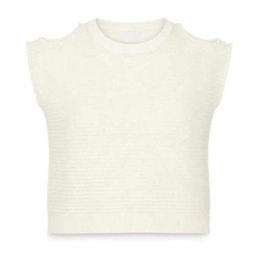 NEXT Womens Ivory Round Neck Acrylic Vest Jumper Size 16 - Cold Shoulder