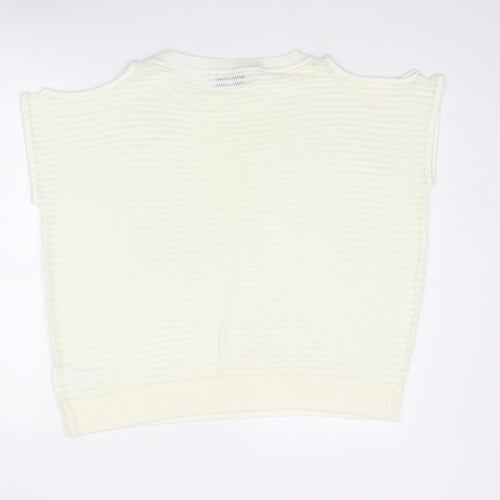 NEXT Womens Ivory Round Neck Acrylic Vest Jumper Size 16 - Cold Shoulder
